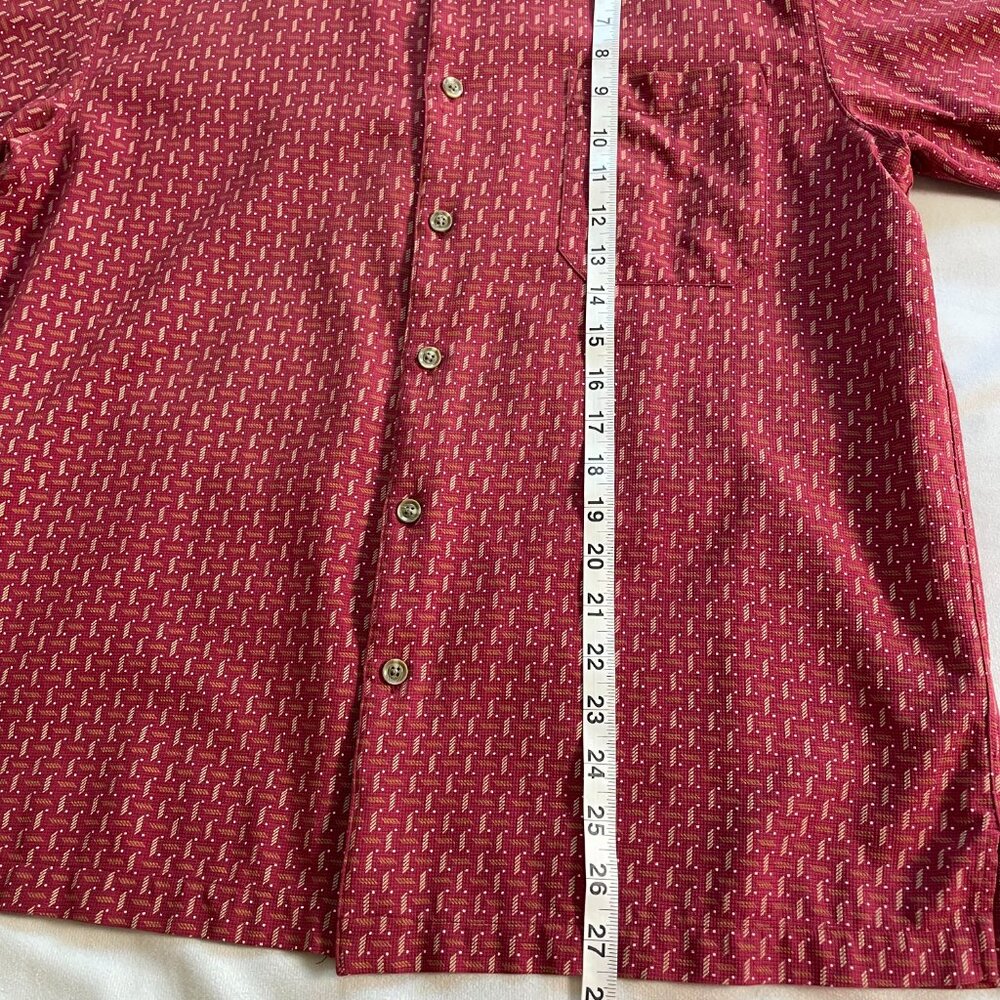 Zimni Sport 100% Silk 90s Med Men’s Casual Button Front Short Sleeve Shirt Red - Picture 10 of 12